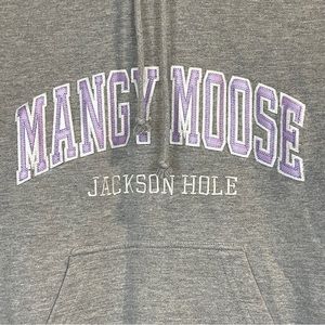 Mangy Moose Jackson Hole Grey Hoodie Sweatshirt Embroidered Size S